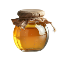 AI generated Glass jar of honey with cloth lid on a transparent background png