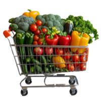 AI generated Fresh vegetables in a shopping cart with transparent background png