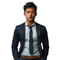 AI generated Confident businessman in a sharp suit with a transparent background png