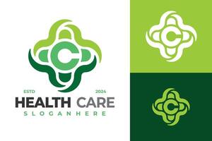 letra C salud cuidado médico logo diseño vector símbolo icono ilustración