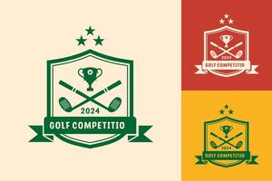 Modern Flat design Unique Golf Ball championship logo template and Minimalist Golfing Logo Concept vector