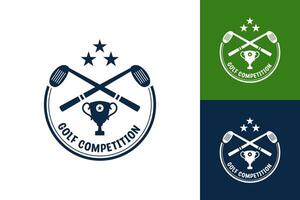 Modern Flat design Unique Golf Ball championship logo template and Minimalist Golfing Logo Concept vector