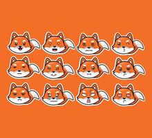 Fox Cute Icon Set Design vector