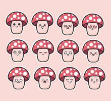 Mushroom Cute Icon Set Design vector