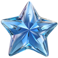 ai generado 3d cristal azul estrella en transparente antecedentes. png