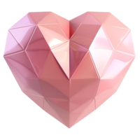 AI generated Pink polygon heart on transparent background. png