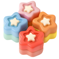 ai generiert 3d rosa, orange, blau, rot Star auf transparent Hintergrund. Süßigkeiten Stern. png