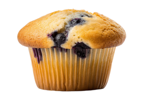 AI generated Close-up of a freshly baked blueberry muffin isolated on transparent background, png