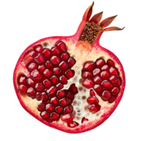 AI generated Pomegranate cut in half isolated on transparent background, png