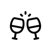 Simple Wine Cheers line icon isolated on a white background vector