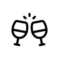 Simple Wine Cheers line icon isolated on a white background vector