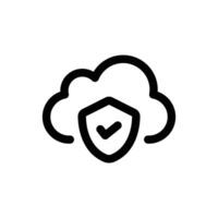 Simple Cloud Security line icon isolated on a white background vector