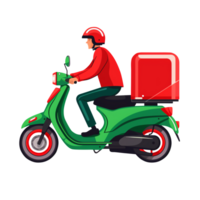 AI generated Food delivery boy with green motor isolated on transparent background png