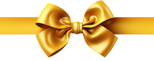 AI generated Yellow bow with yellow ribbon isolated on transparent background png