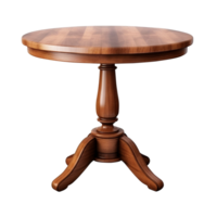 ai gegenereerd afgeronde houten retro tafel geïsoleerd Aan transparant achtergrond png