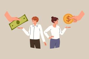 diferencia en salario es causado por recepción diferente dinero para ejecutando profesional deberes vector