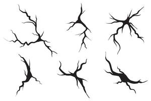 Ground cracks set. Earthquake and ground cracks, hole effect, craquelure and damaged wall texture. Vector illustrations can be used for topics earthquake, crash, destruction