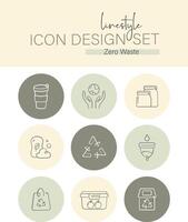 Linestyle Icon Design Set Zero Waste vector