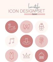 Linestyle Icon Design Set Ballet vector