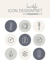 Linestyle Icon Design Set Temperature vector