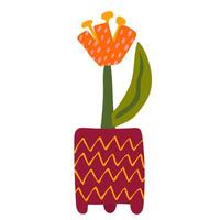 hand drawn tulip flower in a vase on a white background. Elements for logo, business card, booklet vector