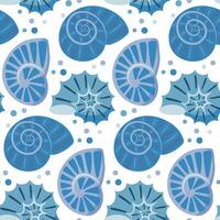 seamless pattern with different sea shells. Summer background, backdrop, wrapping paper vector