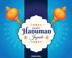 Happy Hanuman Jayanti festival, celebration of the birth of Lord Hanuman, greeting card post vector