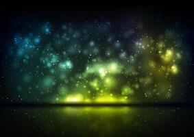 Colorful shiny bokeh lights with reflection abstract background vector