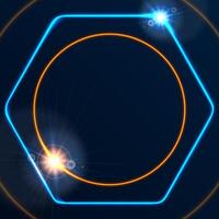 Glowing neon circles and hexagon line abstract futuristic background vector