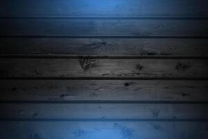 Grunge wooden planks with blue neon illumination abstract background vector