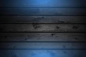 Grunge wooden planks with blue neon illumination abstract background vector