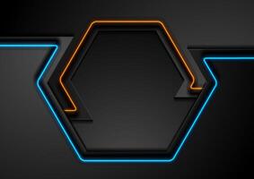 Technology abstract hexagonal background with glowing neon lines vector