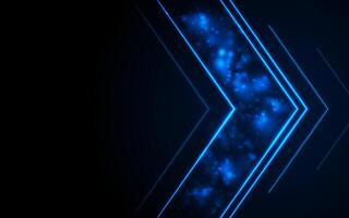 Blue glowing neon arrows abstract tech background vector