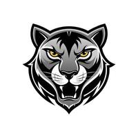 AI generated Head of a lion vector illustration mascot face art black and white design on white a white background