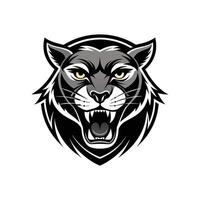 AI generated Head of a lion vector illustration mascot face art black and white design on white a white background