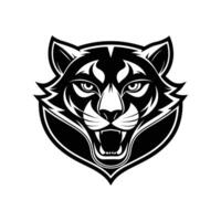 AI generated Head of a lion vector illustration mascot face art black and white design on white a white background