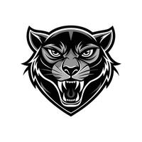 AI generated Head of a lion vector illustration mascot face art black and white design on white a white background