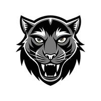 AI generated Head of a lion vector illustration mascot face art black and white design on white a white background