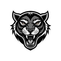 AI generated Head of a lion vector illustration mascot face art black and white design on white a white background