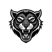 AI generated Head of a lion vector illustration mascot face art black and white design on white a white background