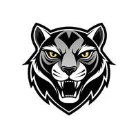 AI generated Head of a lion vector illustration mascot face art black and white design on white a white background