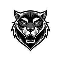 AI generated Head of a lion vector illustration mascot face art black and white design on white a white background