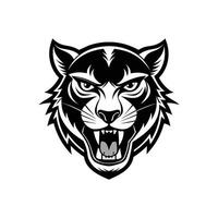 AI generated Head of a lion vector illustration mascot face art black and white design on white a white background