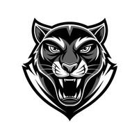 AI generated Head of a lion vector illustration mascot face art black and white design on white a white background