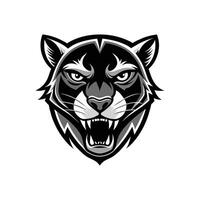 AI generated Head of a lion vector illustration mascot face art black and white design on white a white background