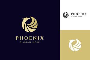 resumen elegante fénix logo icono diseño. circulo forma águila halcón sencillo animal logo con pluma símbolo para identidad símbolo vector