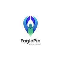 Gradient eagle fly logo design illustration with pin mark graphic element symbol design concept. vector logo template