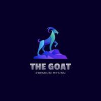 Gradient Goat ram stand logo design illustration with male goat standing upright on a rock design concept for goatherd vector template logo