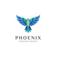 awesome phoenix gradient logo illustration. fly eagle bird or falcon logo design symbol vector