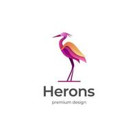 gradient blue heron logo design illustration. silhouette herons bird color style vector logo template